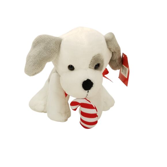 Animal Adventure Sweet Sprouts White Gray Puppy Candy Cane Plush Stuffed Animal - Picture 1 of 11